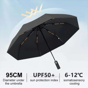 Ombrello automatico in tinta unita 16/24 ossa con protezione UV leggera pieghevole antivento Design portatile parasole super resistente 1