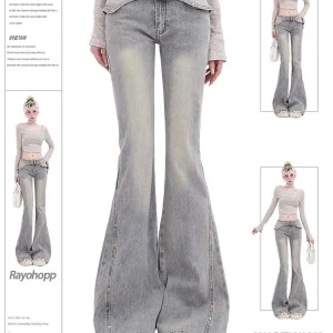 Donne Y2k Coreano Gyaru Kpop A Vita Bassa Flare Jean Coreano A Vita Bassa Pantaloni di Jeans Hot 2000s Estetica Grunge Marea Vintage Harajuku Nuovo 1