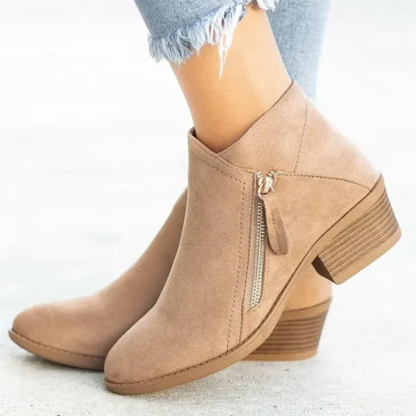 Stivaletti da donna 2022 Autunno Pelle scamosciata 6 Stivali moda donna Taglia 43 Stivali con plateau Stivaletti con tacco con cerniera laterale Botas De Mujer 4