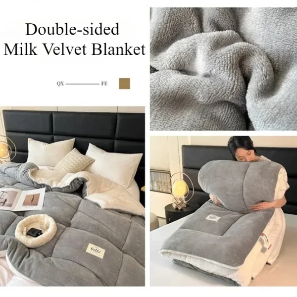 Coperta trapuntata invernale Double Sided Velluto Agnello Cashmere Trapunte per letto matrimoniale King Queen Piumino per letto full size Addensare Piumino Core 3
