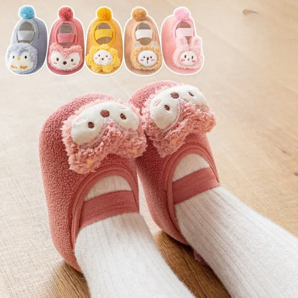 Pantofole per bambini calde invernali Scarpe per calzini da pavimento in peluche per bambini Ragazzi Ragazza Bambini Scarpe da passeggio morbide antiscivolo Scarpe per bambini per la casa al coperto 3