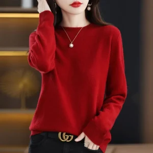 Maglione da donna O-Collo Autunno Inverno Pullover basic Caldo Casual Tira Maglioni Coreano a maniche lunghe Maglieria solida Camicia che tocca il fondo 1