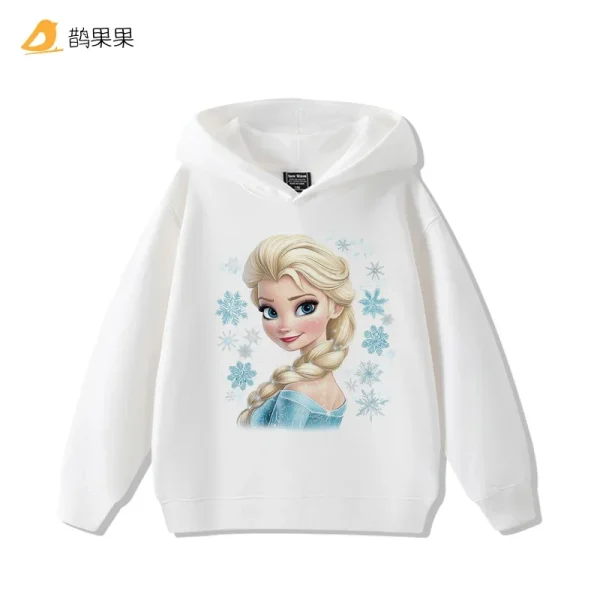 Queen Elsa che circonda le ragazze Felpa con cappuccio autunno e inverno Ragazza per bambini Top per bambini Cappotto carino a maniche lunghe 3