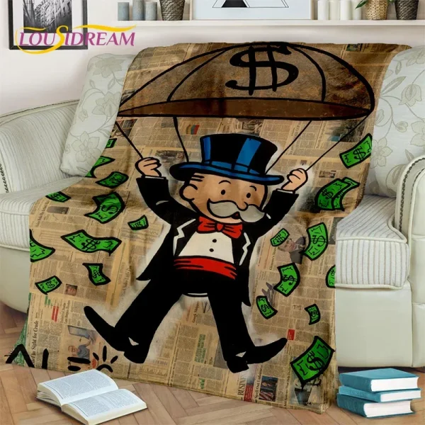 Giochi 3D Dollar monopy Money Rich coperta, coperta morbida per la casa camera da letto divano Picnic Travel Office Cover coperta per bambini - immagine 3