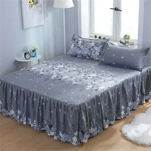 Elegante gonna per circonferenza del letto monopezzo, copriletto e copriletto versione coreana, design resistente allo sbiadimento 1