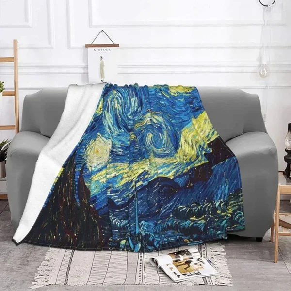 Van Gogh Art Throw coperta Starry Night flanella coperta in pile Super Soft Warm per biancheria da letto divano divano coperta in peluche per regalo 2