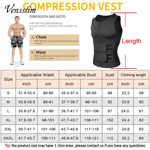 Vensslim Uomo Body Shaper Vita Trainer Gilet Camicia dimagrante Sauna Sudore Compressione Canottiera Shapewear Bruciagrassi Allenamento Top 2