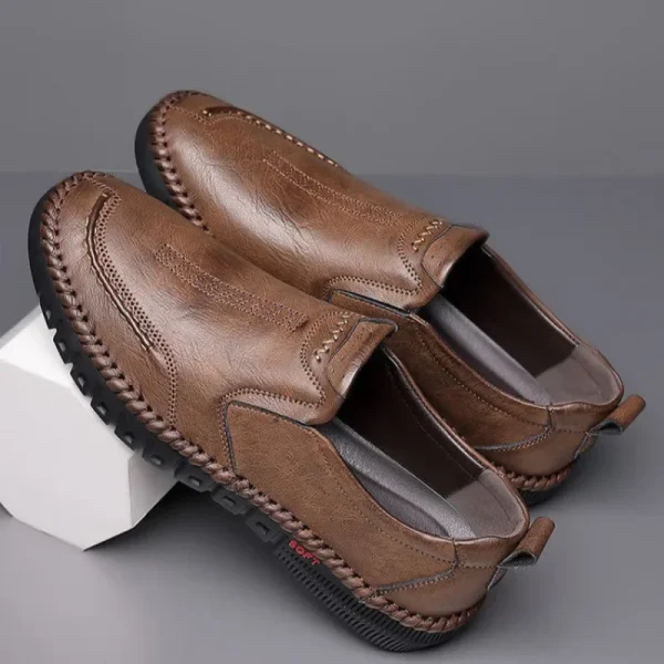 Scarpe slip-on da uomo in vera pelle cucite a mano Occasioni formali da lavoro Calzature per feste di matrimonio Scarpe da tavolo ufficiali per il tempo libero 4