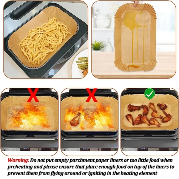 50-200 pz Friggitrice Ad Aria di Carta Antiaderente Cucina Cottura Airfryer Zerbino Oilproof Micro-onde Barbecue Pad di Carta di Cottura fodera accessori 5