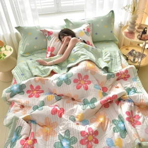 Trapunta trapuntata primavera estate Piumino morbido e leggero Coperta estiva Queen Coperte traspiranti Comode trapunta doppie lavabili 1
