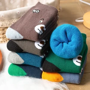 5 paia/lotto bambini scoks autunno inverno bambini caldi calzini di cotone addensati unisex ragazzi ragazze calzini animali simpatico cartone animato 1