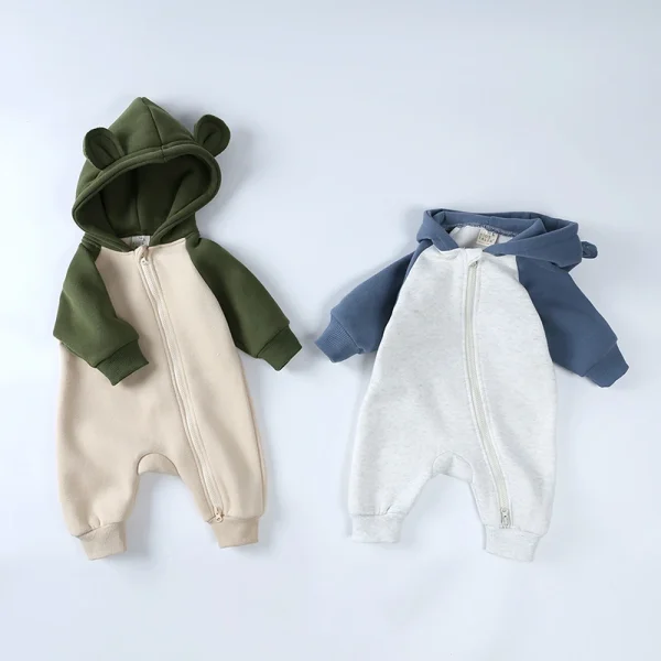 New Winter Baby pagliaccetto vestiti addensare Fleece Bear con cappuccio Warm Infant Onesies Toddler Girl tuta neonato body Boy pigiama 3