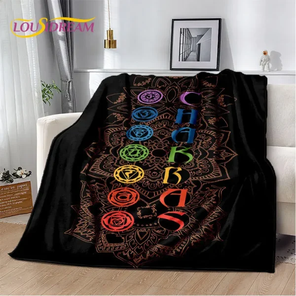 Rainbow 7 Chakra Mandala Bohemia morbida coperta di peluche, coperta di flanella coperta per soggiorno camera da letto divano letto copertura da Picnic 2