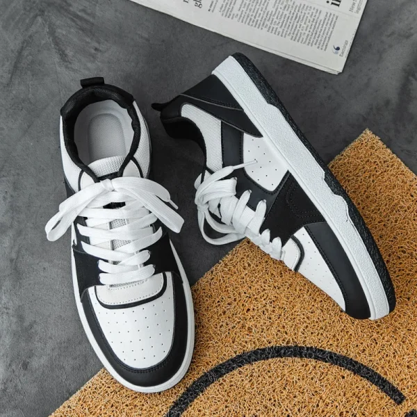 Scarpe da tavolo da uomo nuove autunnali Scarpe casual sportive Superficie in pelle traspirante Scarpe da uomo bianche con fondo spesso versatile alla moda per giovani 5