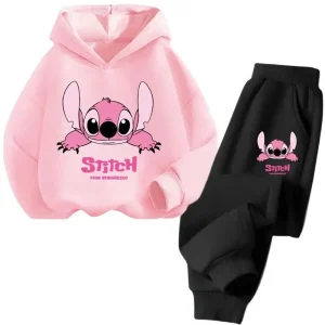 Felpe con cappuccio per bambini Stitch Kawaii Moda Pullover Felpa Anime Trucksuit Manga Cartoni animati Ragazze Ragazzo Bambini Autunno Abbigliamento casual 1