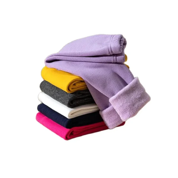 Pantaloni lunghi da ragazza invernali Foderati in pile ispessito Aderenti elastici e aderenti Color caramello Mantieni la tua principessa Accogliente 5