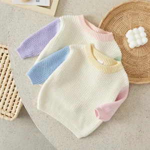 Suefunskry Bambino Ragazze Ragazzi Maglione Alla moda Colore a contrasto Girocollo Manica lunga Pullover Bambino Autunno Inverno Casual Top 1
