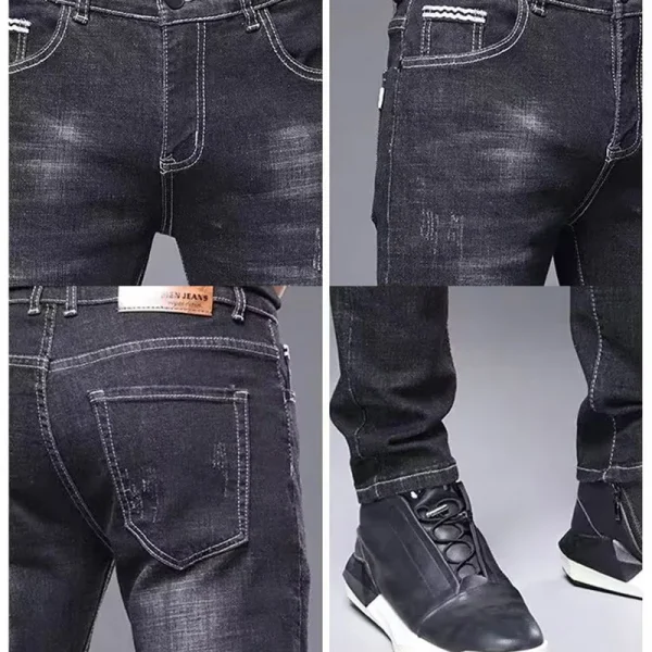 Jeans casual a gamba stretta moda uomo di marca di alta qualità Pantaloni skinny vintage di base Nuovi pantaloni in denim esterni a gamba dritta maschile 4