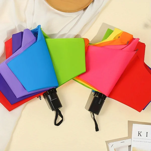 1pc - Rainbow Wonder-ombrello portatile a tre pieghe con manico corto, Design pieghevole per uno stile e una protezione senza sforzo 2