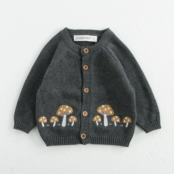 MILANCEL 0-3 Y 2024 autunno bambino maglione neonate fungo ricamo Cardigan bambino ragazzi cappotto lavorato a maglia tuta opzionale 3