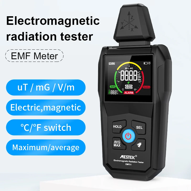 Mestek Misuratore EMF Rilevatore di radiazioni di campo elettromagnetico Tester EMF per rilevatore EMF domestico Attrezzatura per la caccia ai fantasmi Strumento professionale 1