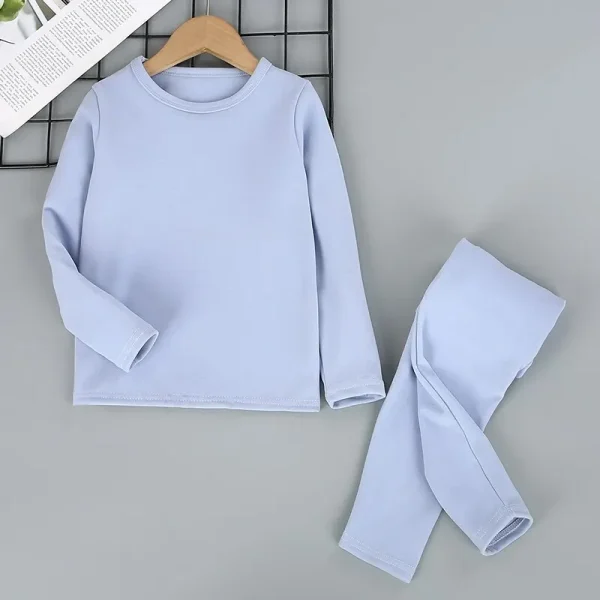 Set di biancheria intima termica per bambini ragazzi mutandoni con maglione di cotone imbottito in pile pigiama invernale 3