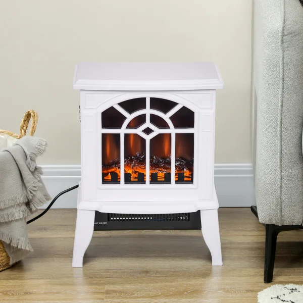 Camino elettrico HOMCOM 1000 W/2000 W 36,5x24x46 cm Bianco 2