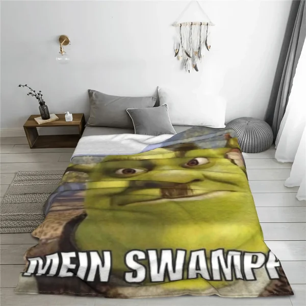Shreks Pun Funny Memes Coperta con stampa in velluto, traspirante, ultra morbida, per tappeto da viaggio a casa 3