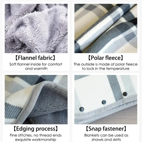 Coperta scozzese spessa Coperta indossabile invernale calda Coperta da viaggio per ufficio per adulti Coperte in morbido pile con scialle per la casa con bottoni 3