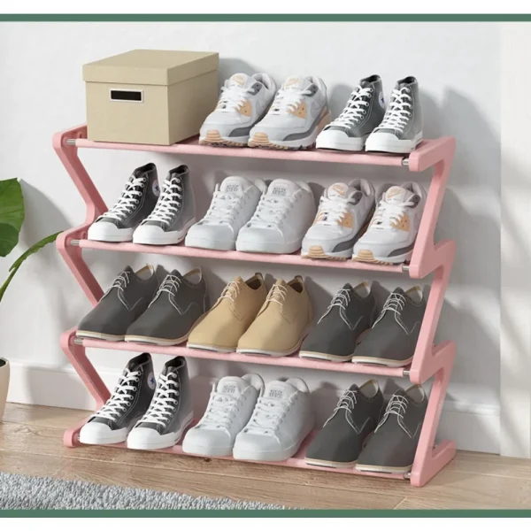 Scarpiera creativa a forma di Z, semplice scarpiera per la casa, scarpiera con assemblaggio multistrato per riporre le scarpe dei dormitori 4