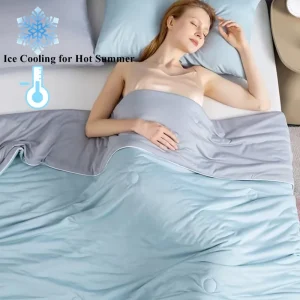 Coperta estiva con aria condizionata, trapunta per letto king size, morbida, traspirante, leggera, con sensazione di freschezza, per camera da letto, ufficio 1