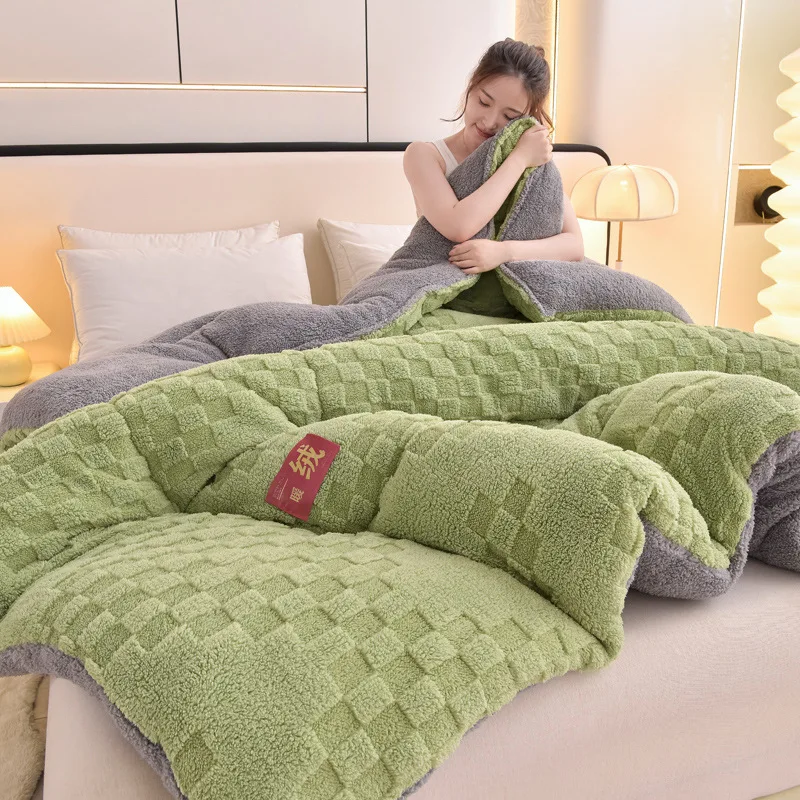 Trapunta in peluche super calda Trapunte trapuntate spesse invernali Trapunta calda in velluto double face Morbida coperta extra large 200x230 cm 3