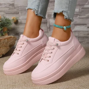 Sneakers con plateau rosa moda taglie forti per donna 2025 scarpe vulcanizzate con suola spessa antiscivolo autunno scarpe da ginnastica sportive casual da donna 1