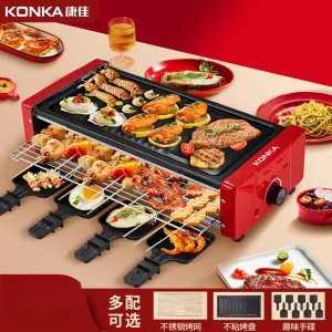 Macchina per barbecue elettrica a basso fumo da 220 V per uso domestico con versatile pentola per griglia e dispositivo per schizzi per uso interno 1