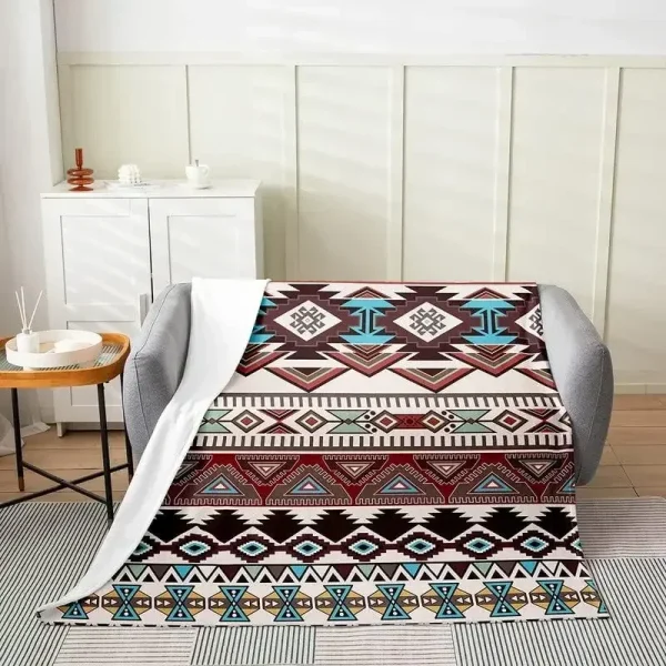 Coperta da tiro in pile di flanella con decorazioni occidentali, coperta da letto Boho da Cowboy Wild West per tutte le stagioni coperta sfocata tribale urbana per 1