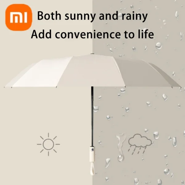 Xiaomi Mijia 24 Bone ombrello automatico Anti UV pioggia sole pieghevole ingrandisci rinforza colla nera multicolore antivento di grandi dimensioni 4
