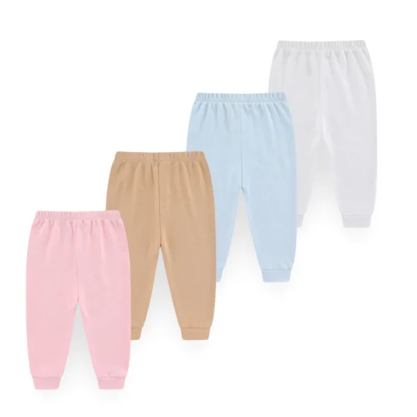 Pantaloni per bambini unisex in 4 pezzi 100% cotone tinta unita 0-24 mesi pantaloni per ragazza ragazzo quattro stagioni vestiti per neonati - immagine 4