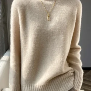 Pullover maglione con collo a lupetto in Cashmere da donna spessa autunno inverno 100% maglieria in lana Merino manica Raglan Solid Basic Casual Tops 1
