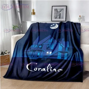 Animazione in stile gotico coperta con stampa Coraline coperta per bambini famiglia pisolino divano coperta letto coperta calda copriletto morbido 1