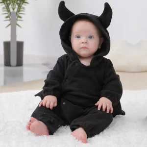 Caldo pile bambino Halloween pipistrello vampiro cosplay diavolo tuta con cappuccio bambini pagliaccetto ragazzo crescere ragazza felpe con cappuccio maglioni un pezzo 1