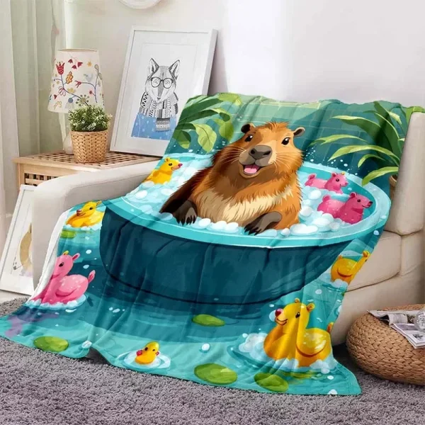 10 taglie Cartoon Capybara Pattern coperta Warm Soft Fluffy Kids and Adult Sofa Bed Throw coperta Outdoor Travel Camping Sheet - immagine 6