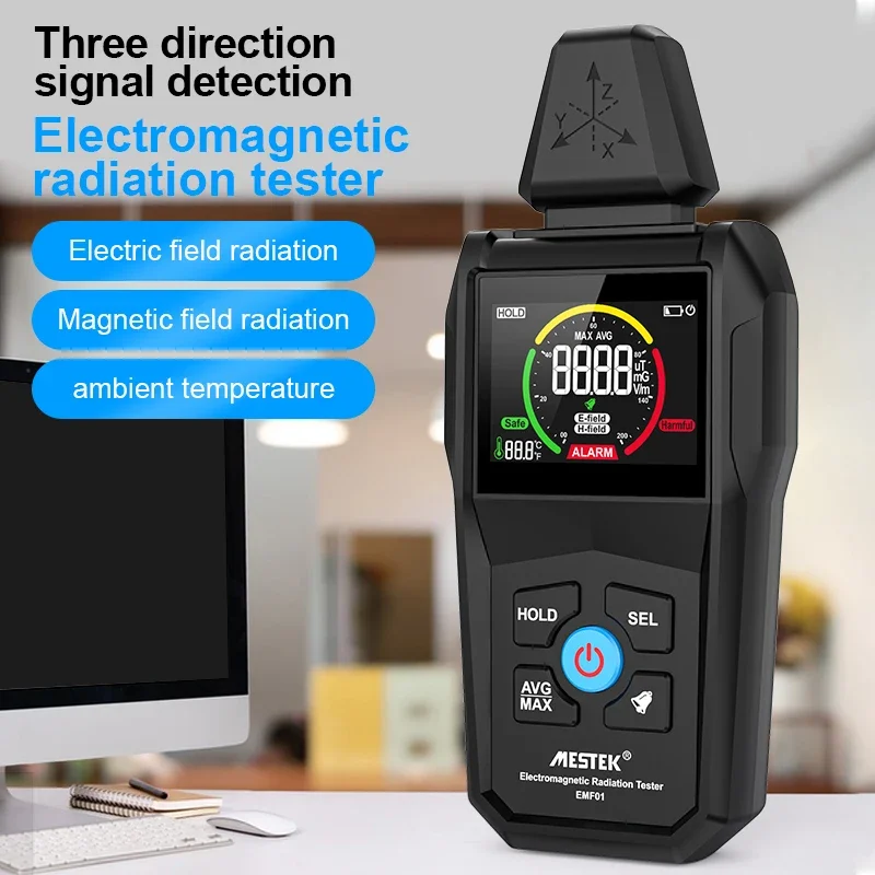 Mestek Misuratore EMF Rilevatore di radiazioni di campo elettromagnetico Tester EMF per rilevatore EMF domestico Attrezzatura per la caccia ai fantasmi Strumento professionale 6