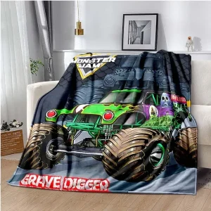 Monster Jam Grave Digger Truck Hot Wheels Coperta per divano Coperta isolante leggera e calda Letto Ginocchiere per auto da ufficio Coperta da tiro 1