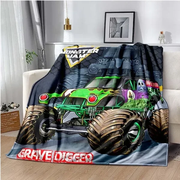 Monster Jam Grave Digger Truck Hot Wheels Coperta per divano Coperta isolante leggera e calda Letto Ginocchiere per auto da ufficio Coperta da tiro 1