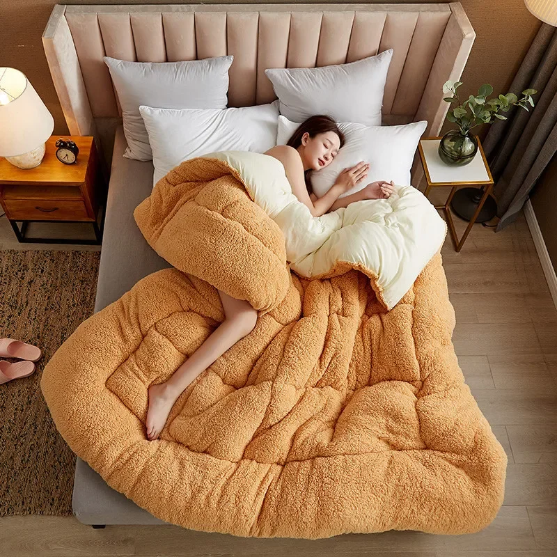 Formtheo Trapunta in velluto di agnello, spessa, calda, singola, doppia, trapuntata, copripiumino 1