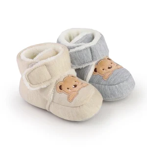 Cartone animato simpatico orso stivaletti per bambina autunno inverno più velluto caldo scarpe morbide moda carino casual neonato culla calzino scarpe 1