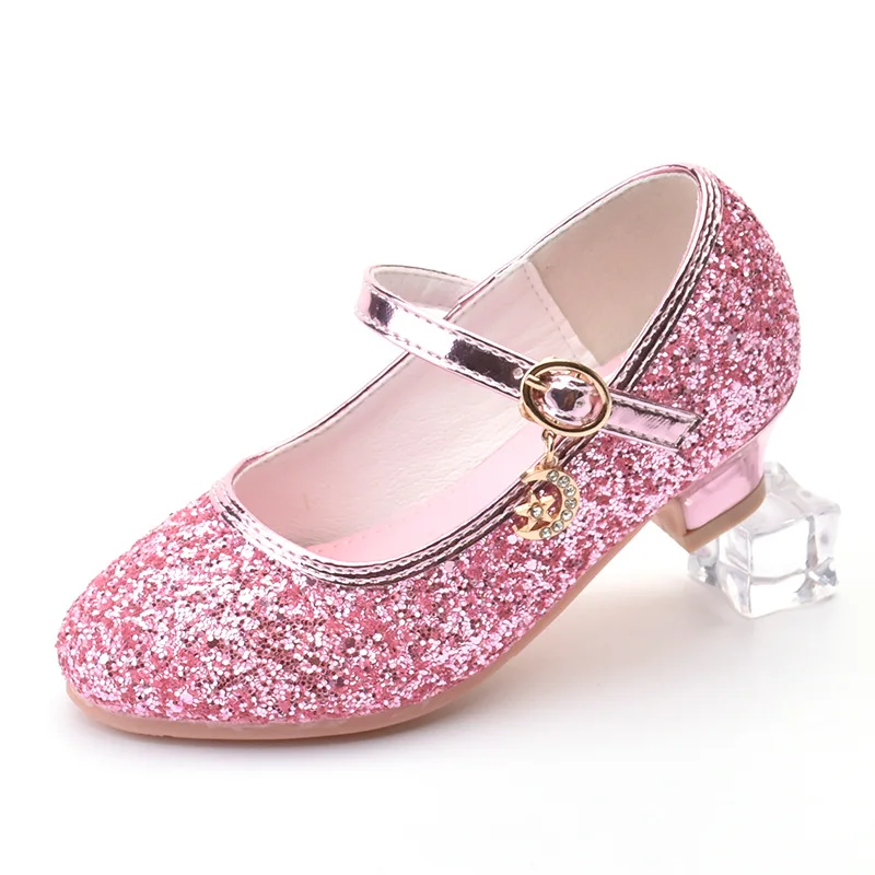 Scarpe da ragazza Bambini Sandali con tacco alto in cristallo glitterato Fibbia alla moda Scarpe da ballo principessa per bambini Scarpe in pelle per prestazioni per studenti 3