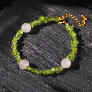 Bracciale a catena con pietra di olivina peridoto naturale Bracciale a catena con pietre preziose di moda da donna Braccialetti di guarigione Reiki regolabili classici Amicizia 1