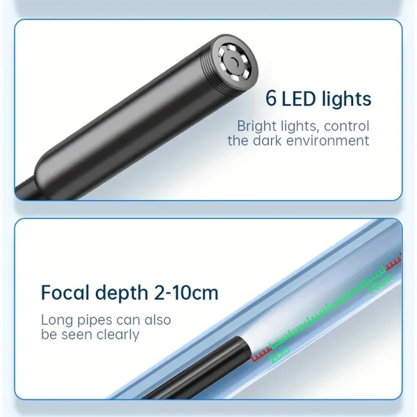 Endoscopio USB per telefono Android OTG Telecamera serpente per ispezione periscopio da 5,5 mm IP67 impermeabile con 6 luci a LED per tipo C 5