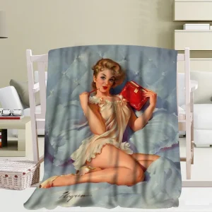 Pin Up America Retro Sexy Girl coperta Queen Size Full Size divano divano letto flanella coperta, ragazze donne coperte calde per adulti 1